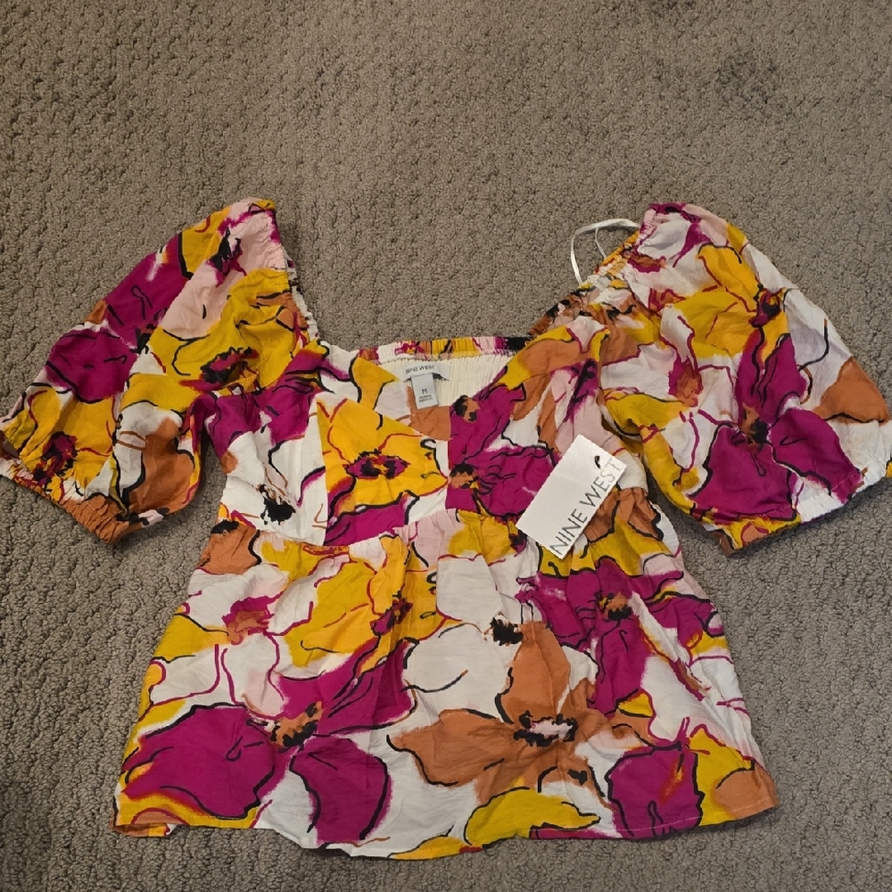 Nine West Multicolor Floral Blouse